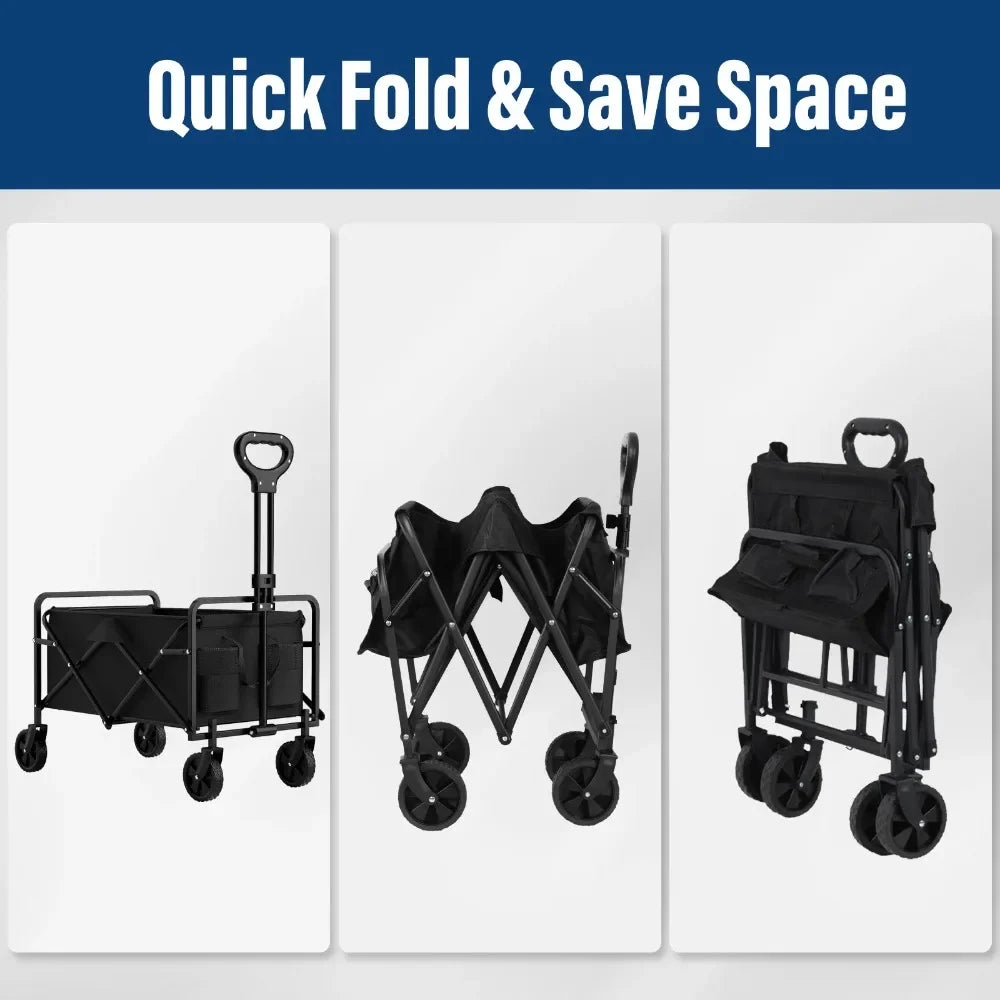Outdoor Camping Handcart with Foldable Wheels Portable Cargo Transport for Hiking Camping and Adventures One Hand Operation