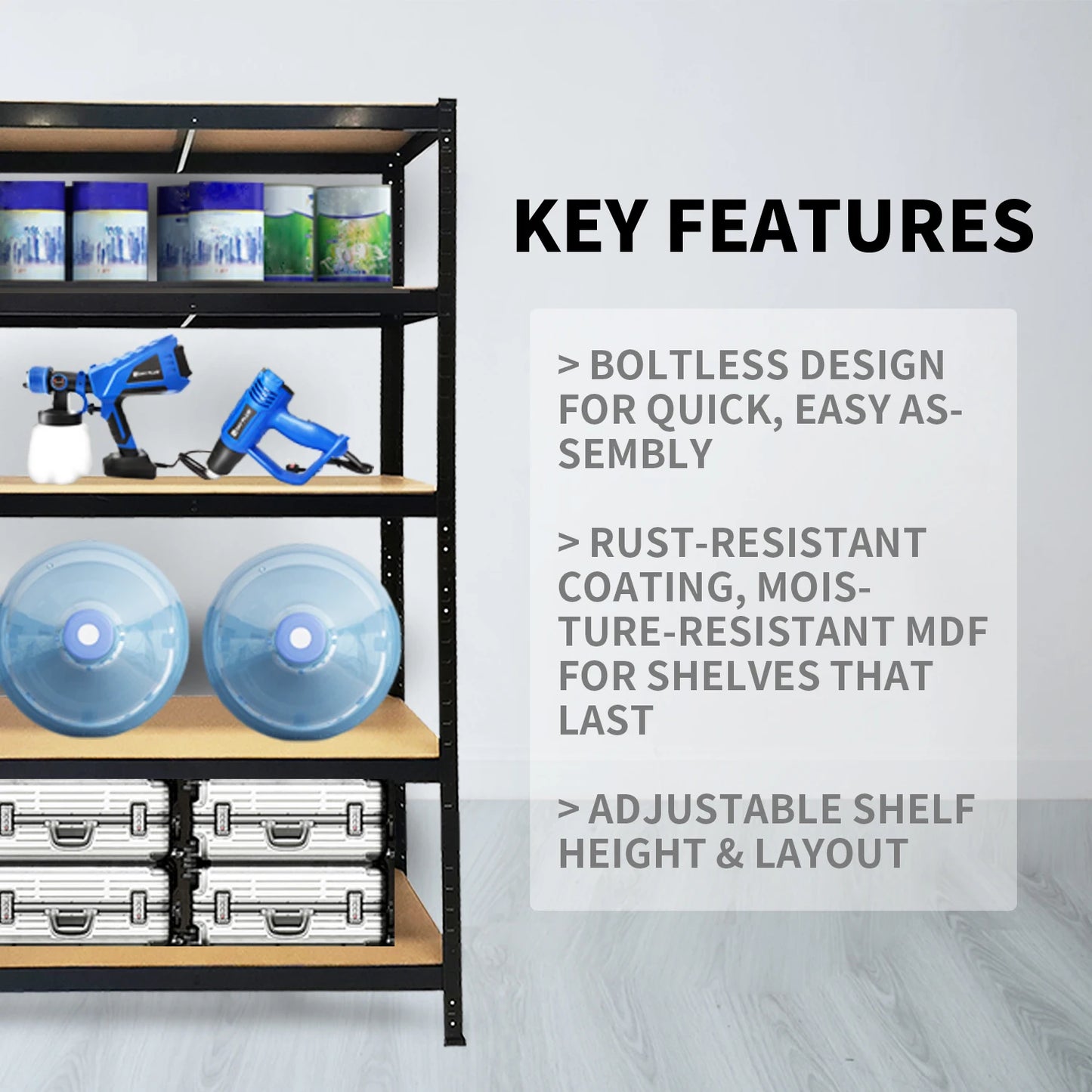 DayPlus Shelf 5 Tier Garage Shelving Heavy Duty Adjustable Storage