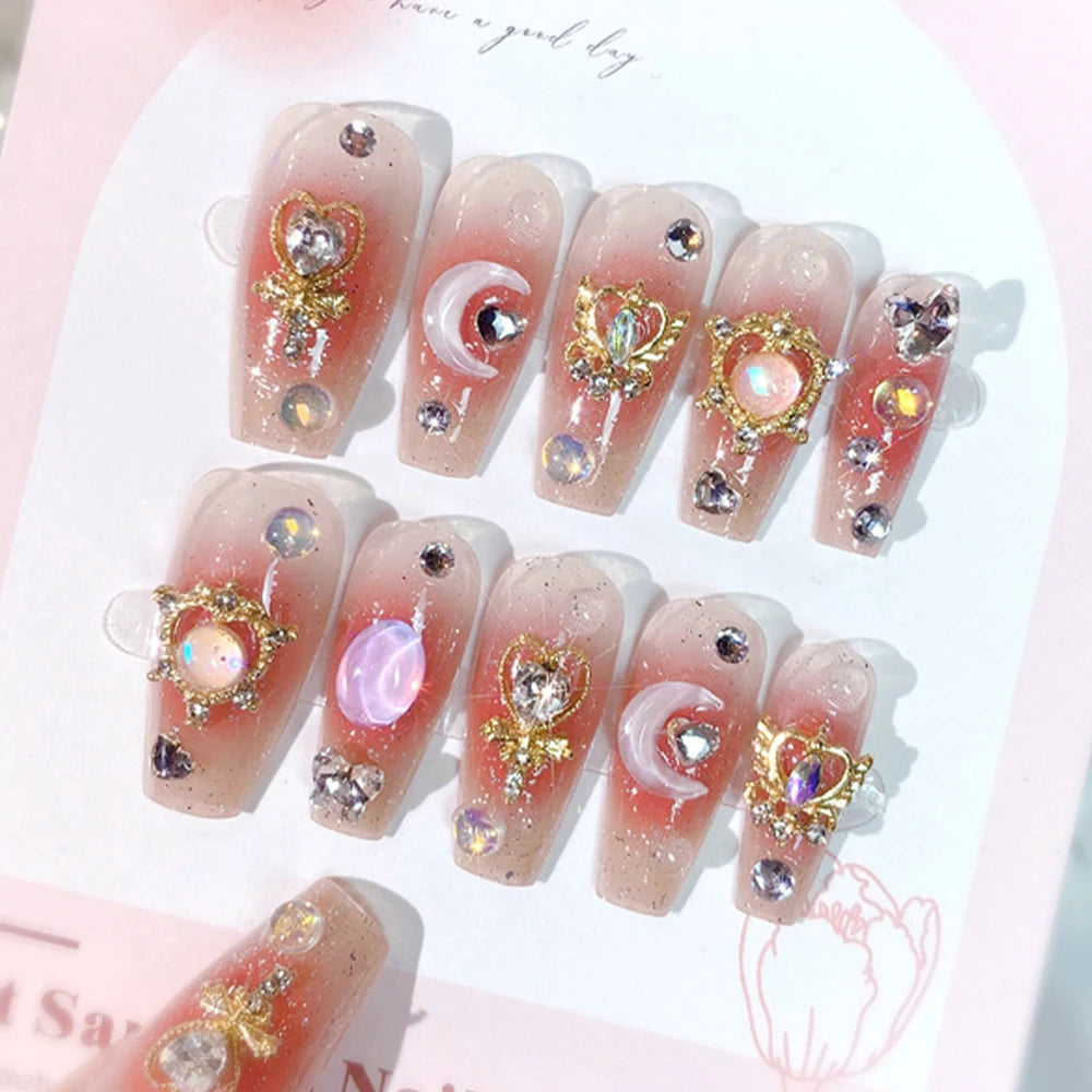 24 Pcs 3D Kuromi Press On Nails Y2K Cartoon Handmade Fake Nails Black Gel Wearable Nails Cinnamoroll Melody Anime False Nails