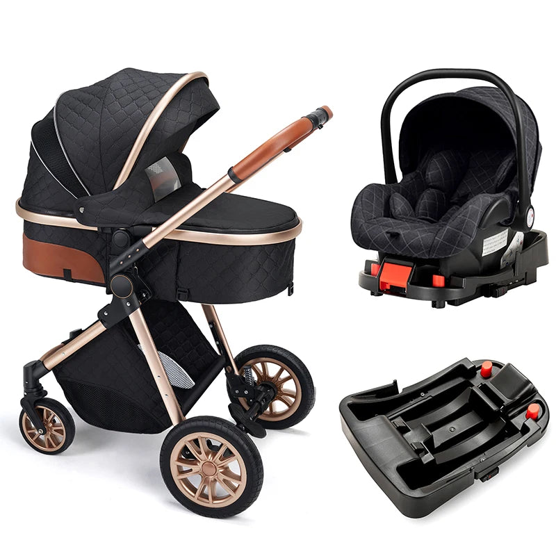 3-in-1 Baby Stroller That Can Sit Or Lie Down With ISOfix Interface Baser Multi-Purpose Luxury Newborn Travel Baby Stroller