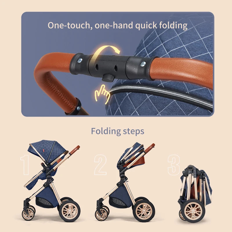 3in1 Baby Stroller Multifunctional Luxury Two-Way Travel Stroller