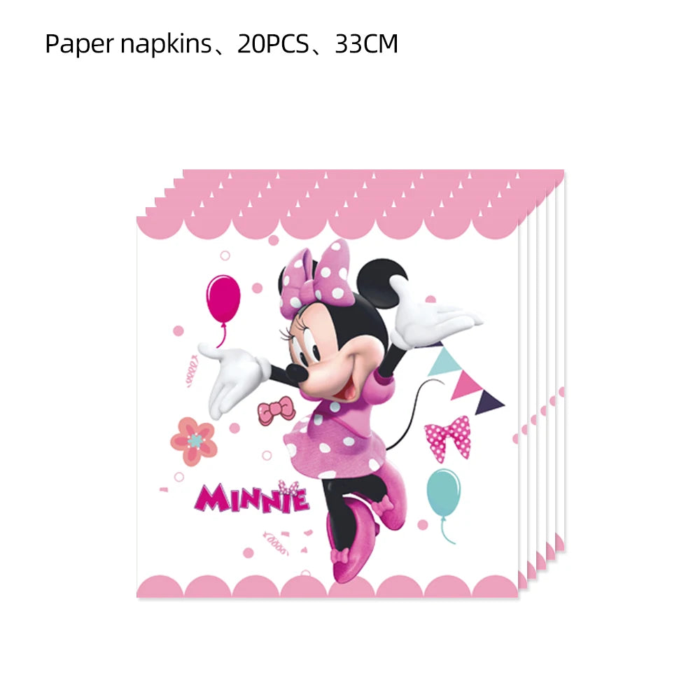 Minnie Mouse Birthday Party Decoration Girls Disposable Tableware Balloon Cups Plates Tablecloth Baby Shower Party Supplies