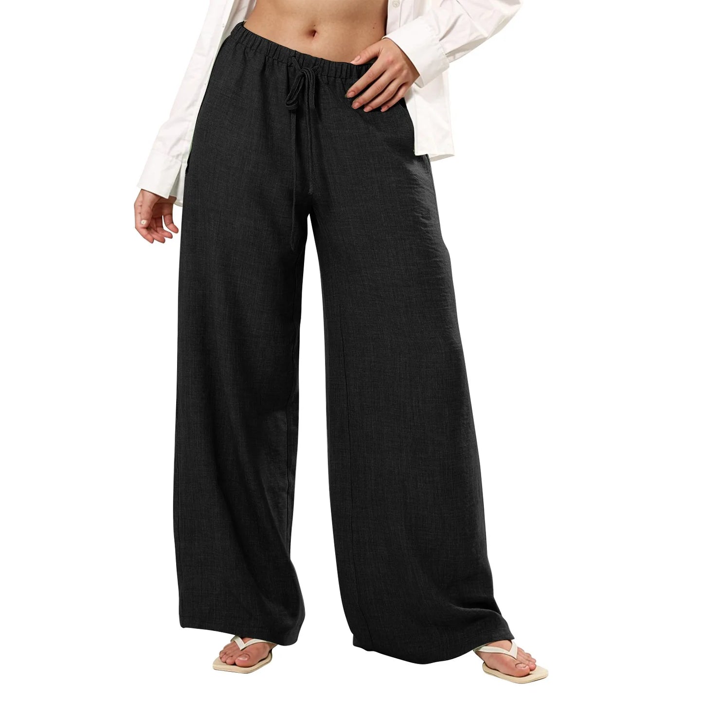 Womens Palazzo Pants Wide Leg Summer Casual Trousers Beach