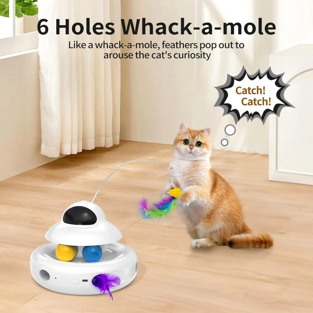Interactive Cat Toys for Indoor Cats,4-in-1 Automatic Kitten Toy,Motion Activated Electronic Fluttering Butterfly,Track Balls, M