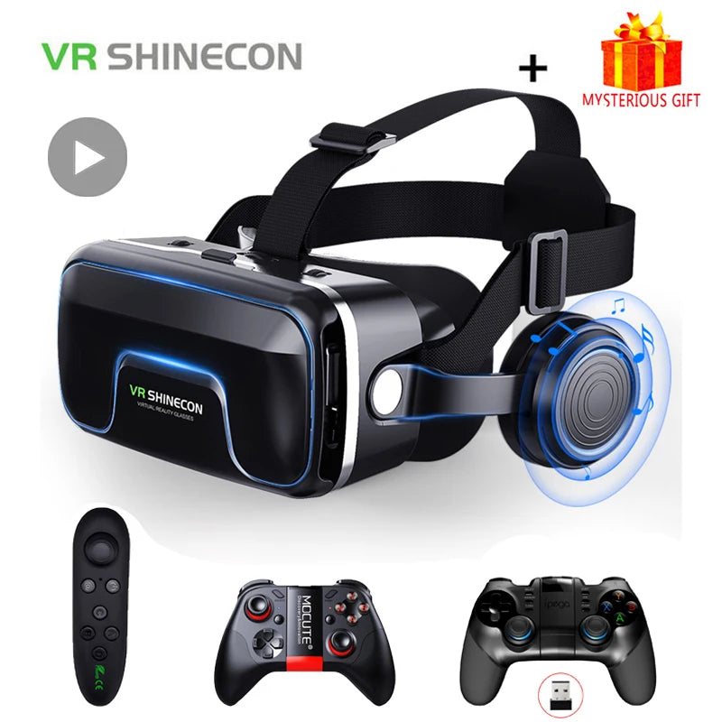 VR Shinecon 10.0 Virtual Reality Glasses for Smartphones 3D Headset Goggles Gaming Binoculars