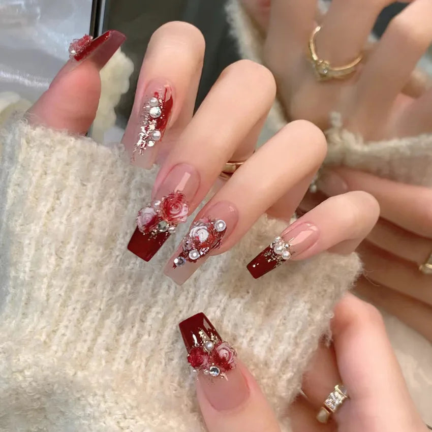 24 Pcs 3D Kuromi Press On Nails Y2K Cartoon Handmade Fake Nails Black Gel Wearable Nails Cinnamoroll Melody Anime False Nails