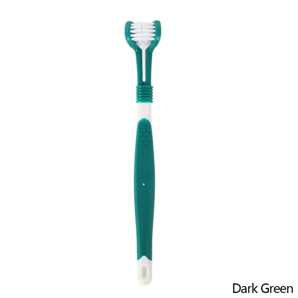 Three Sided Pet Toothbrush Three-Head Cleaning Tool for Dogs and Cats