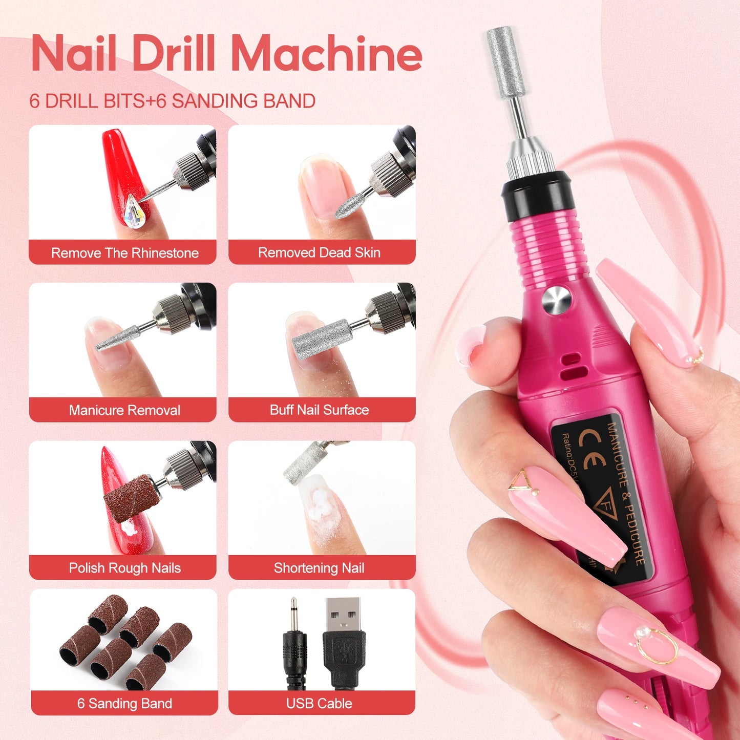 Peacecolor 16ML Poly Extension Gel Set with Nail Lamp Nail Drill Machine 30ML Slip Solution Base Top Coat Nail Art Stickers Tool