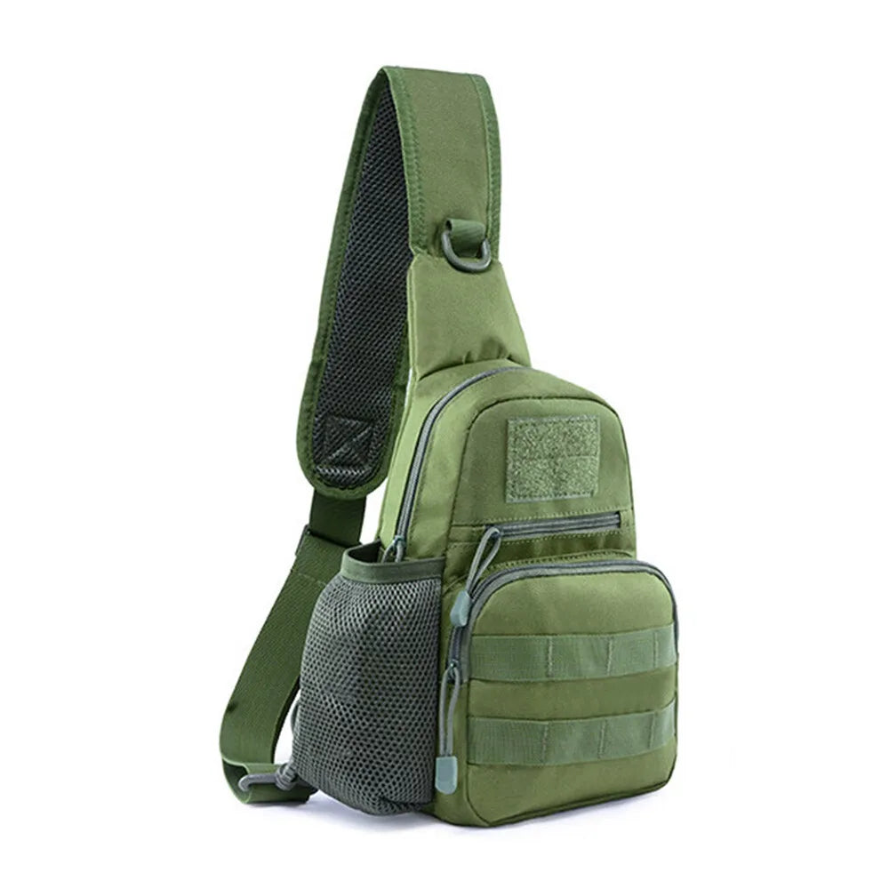 Men's Molle Tactical Sling Backpack Crossbody Bag with Water Bottle Holder