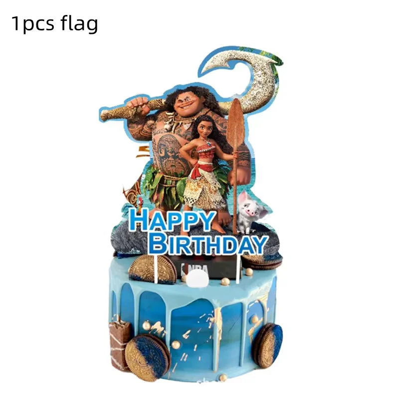 Disney Moana Theme Party Set Vaiana Oceania Birthday Decoration Plates Balloons Cake Toppers Girls Favor