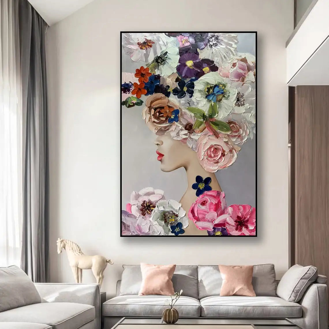 Hand Painted Oil Painting Flower Painting on Canvas 3D Flower Wall Decor Custom Wall Art Floral Wall Art Textured Beauty Figures
