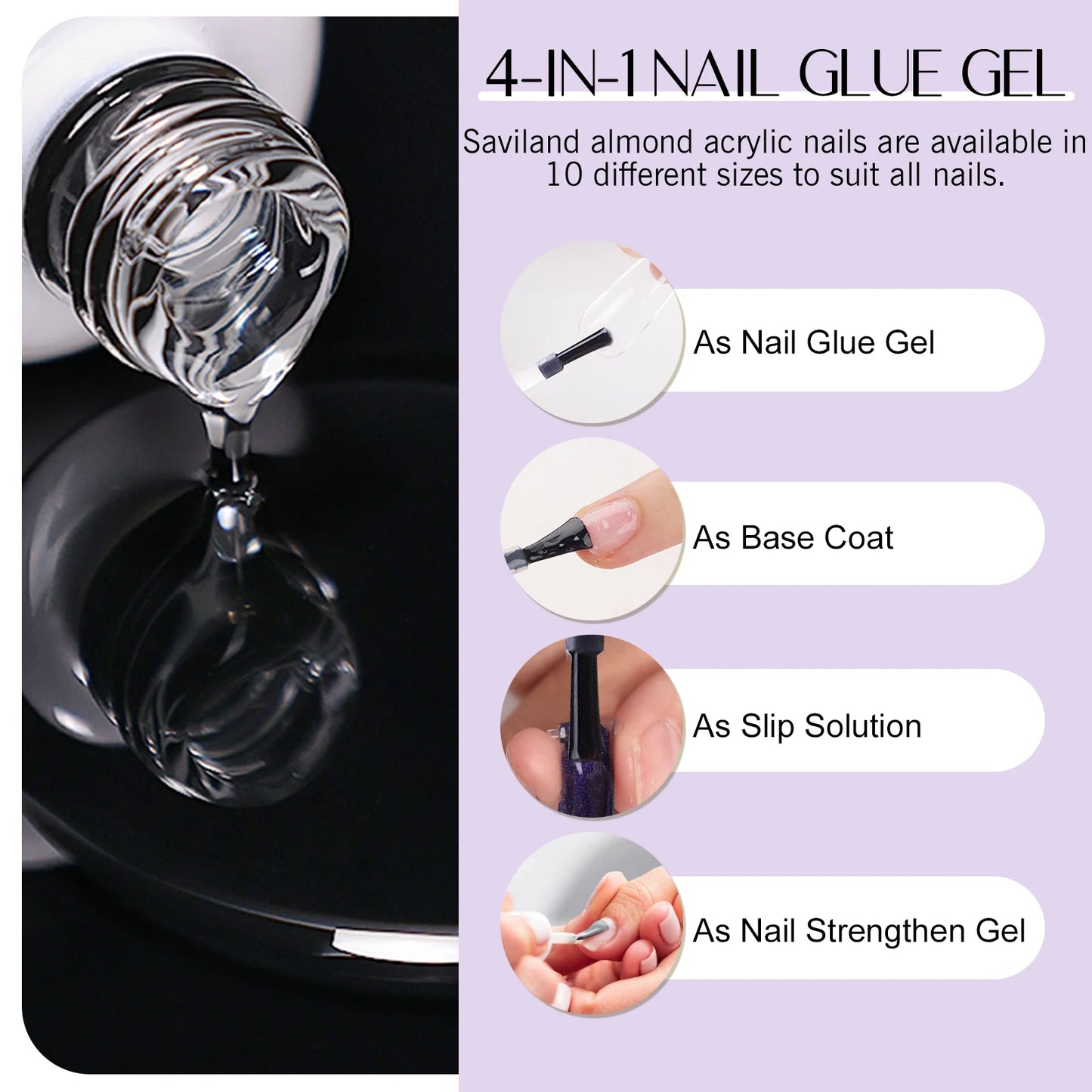 Saviland 500pcs Gel X Nail Kit With UV LED Lamp Almond Tips