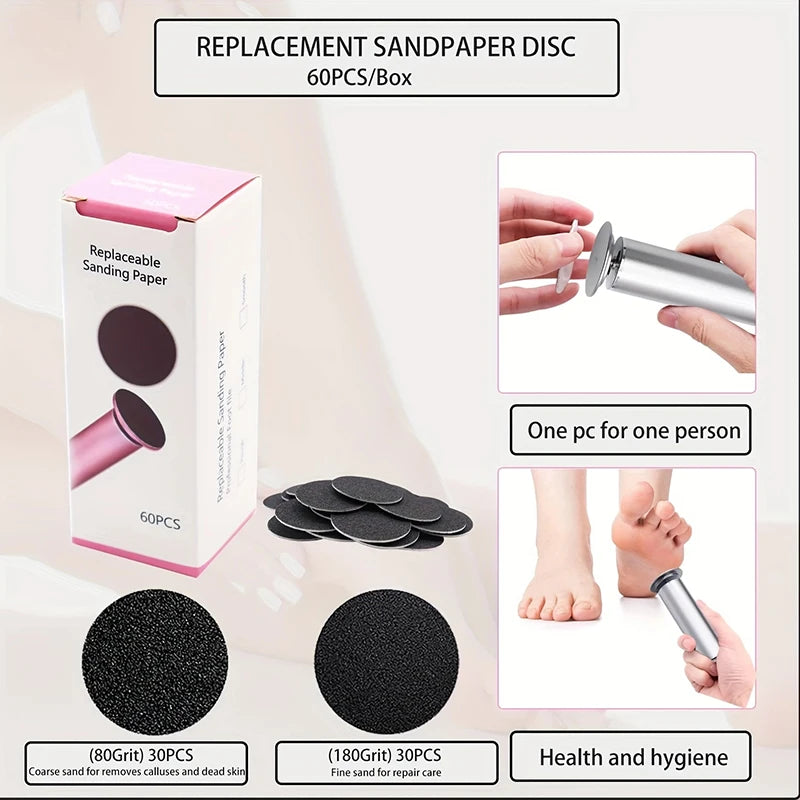 Electric Foot Callus Remover Electric Pedicure Machine Adjustable Speed with 60 Pieces Sandpaper