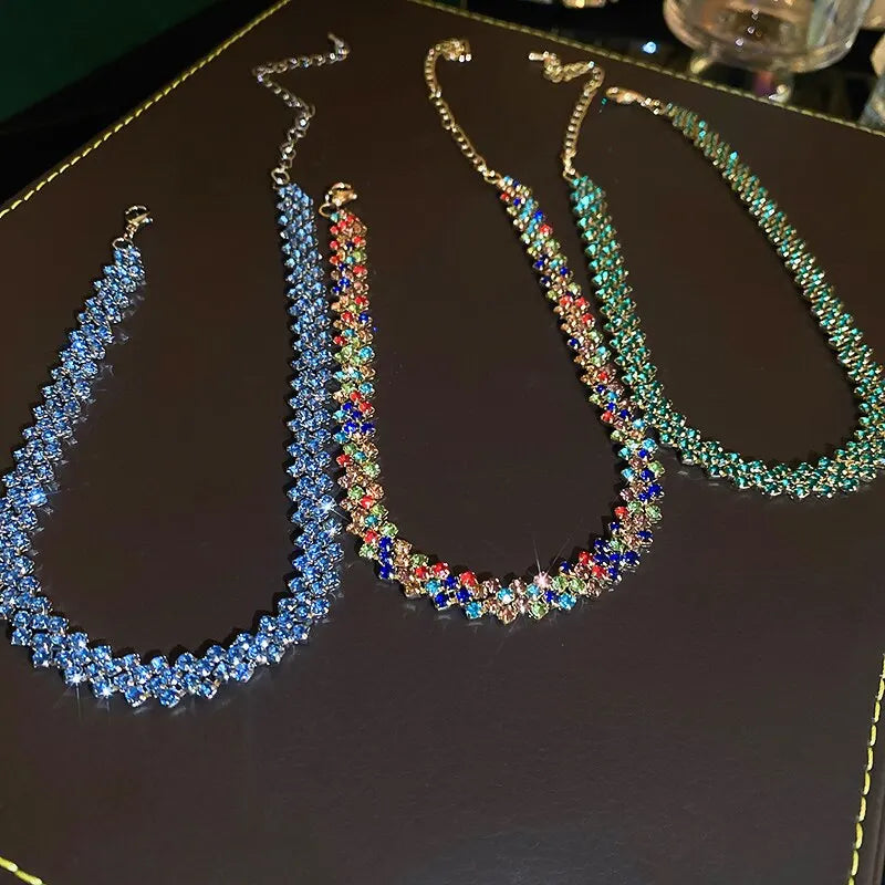 Luxury Shiny Full Rhinestone Choker Necklace for Women Personalized Geometric Crystal Necklace Wedding Jewelry Party Gifts