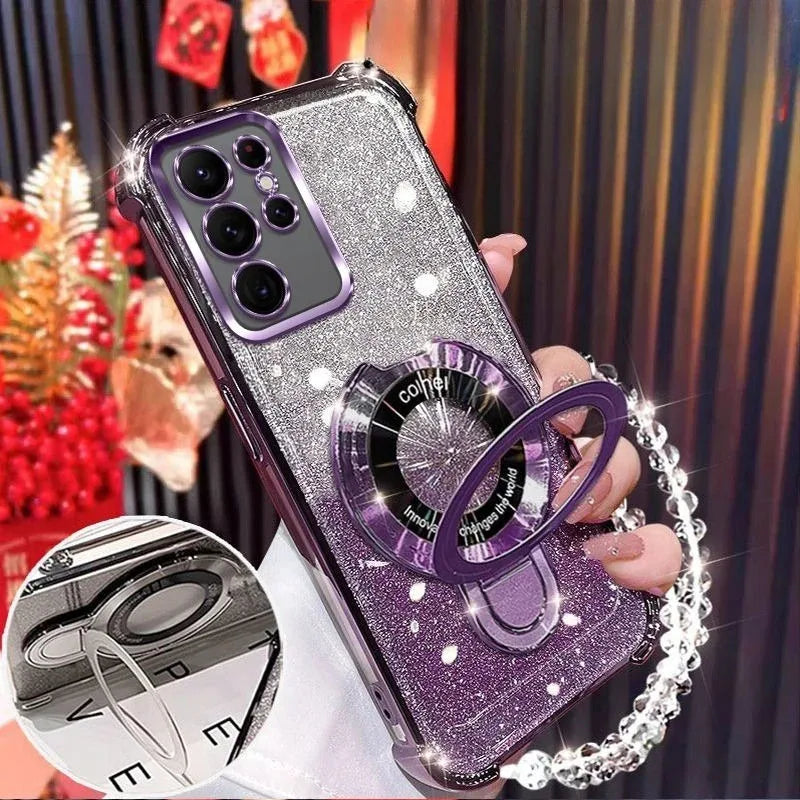 For Oppo Reno 13 Reno13 13F Reno 12 12F Case Shockproof Glitter Bracelet Cover