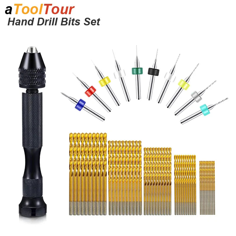 Micro Mini Pin Vise Hand Drill Twist Bit Set For DIY Craft