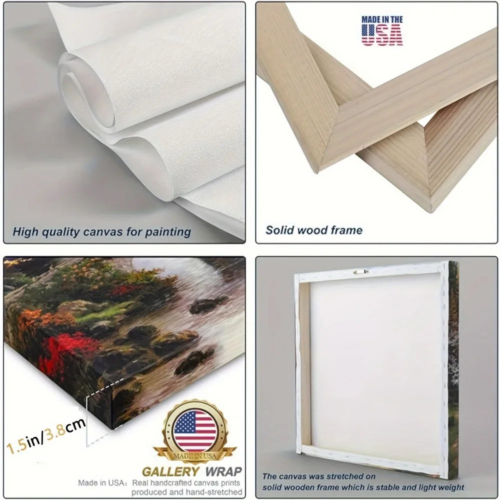 1 framed modern canvas print poster, cityscape New York City skyline canvas wall art, 1.5 "thick pine solid wood frame