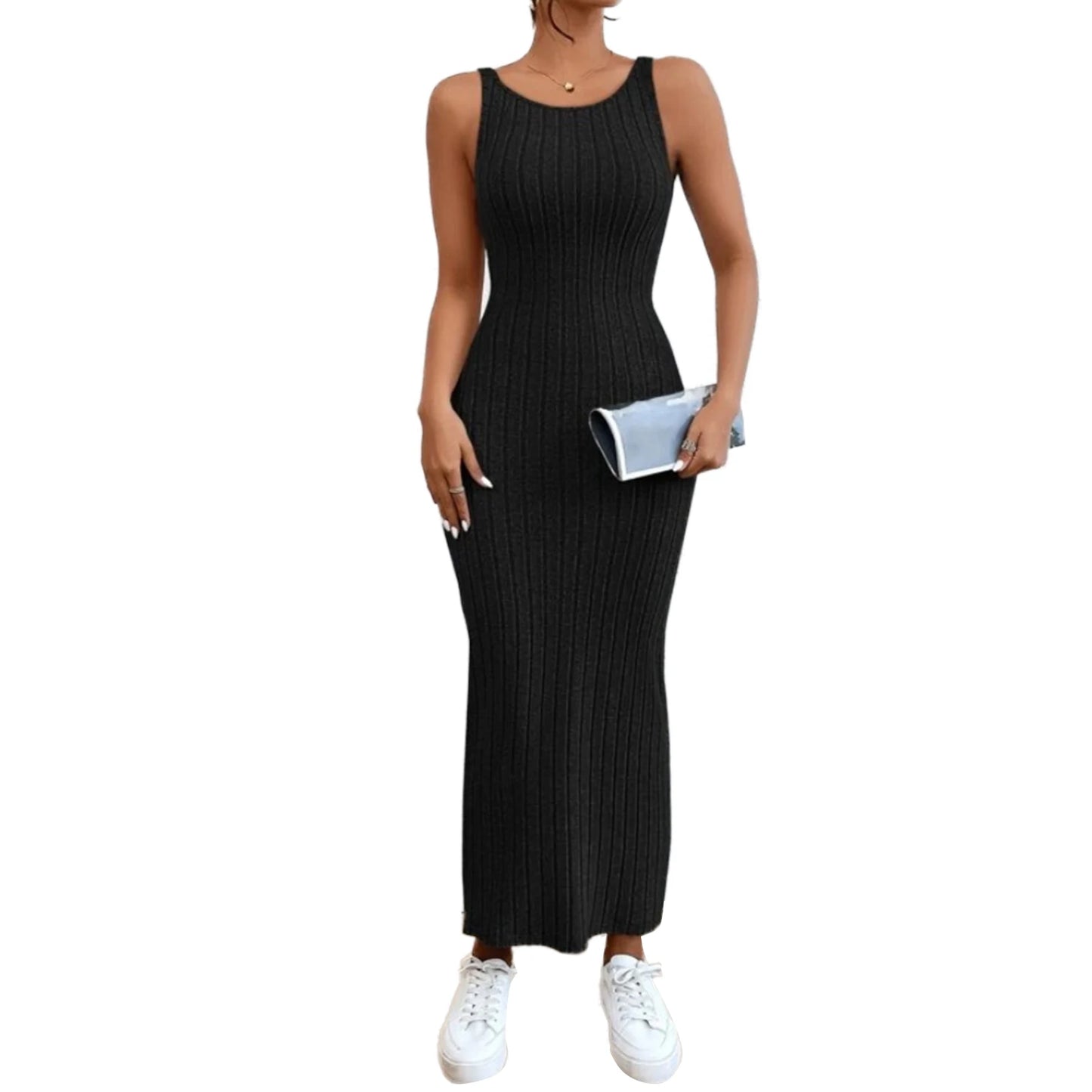 Women Knitted Backless Sleeveless Summer Dress Cocktail