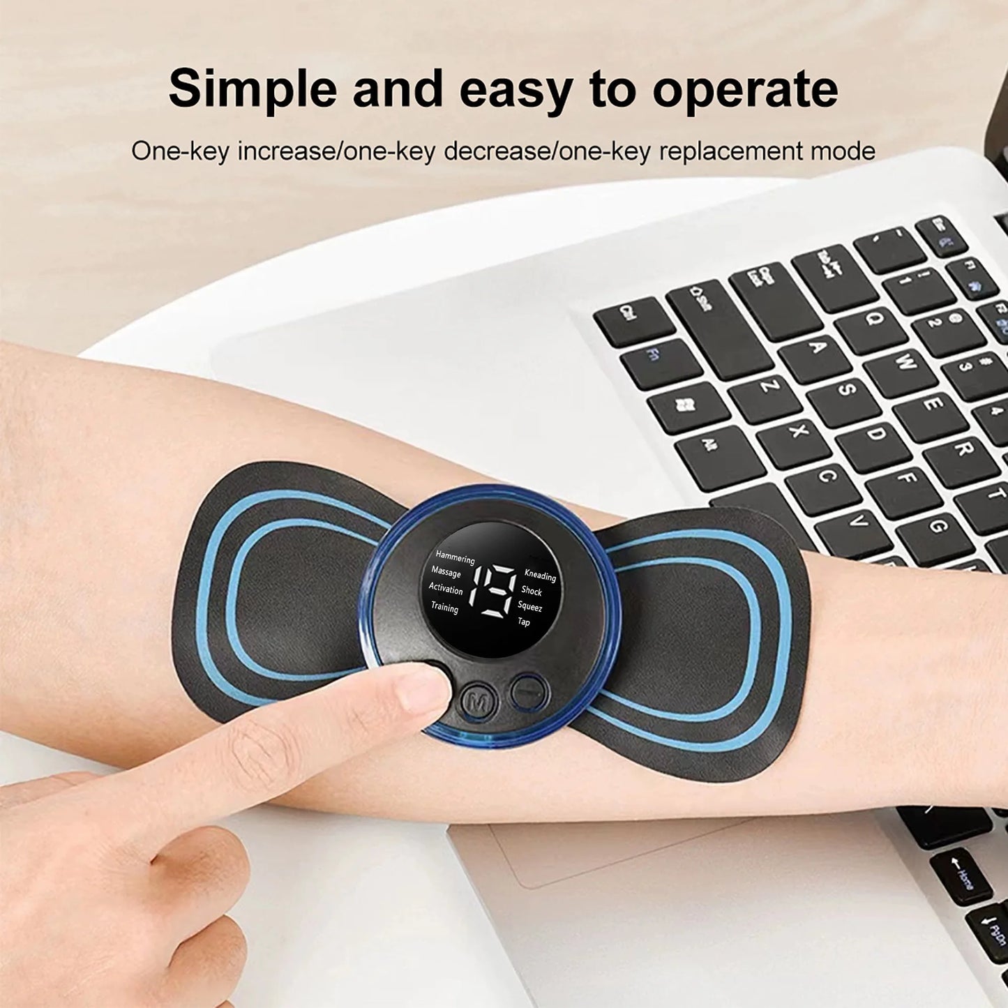 Mini Electric Neck Massager EMS Cervical Back Massage Patch 8 Modes Muscle Relaxation Tool