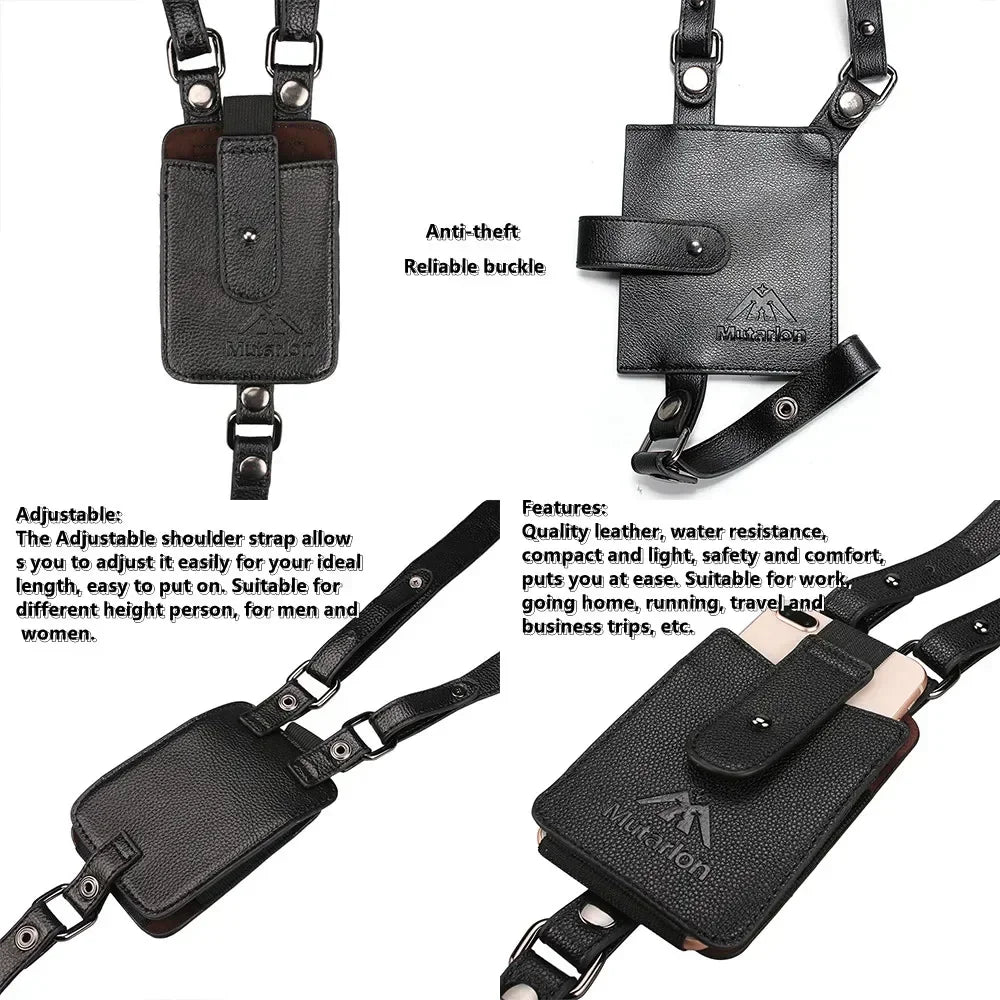 Portable Men Genuine Leather Anti Theft Hidden Underarm Bag Holster Phone Case Card Wallet Pocket Key Purse Travel Accessories