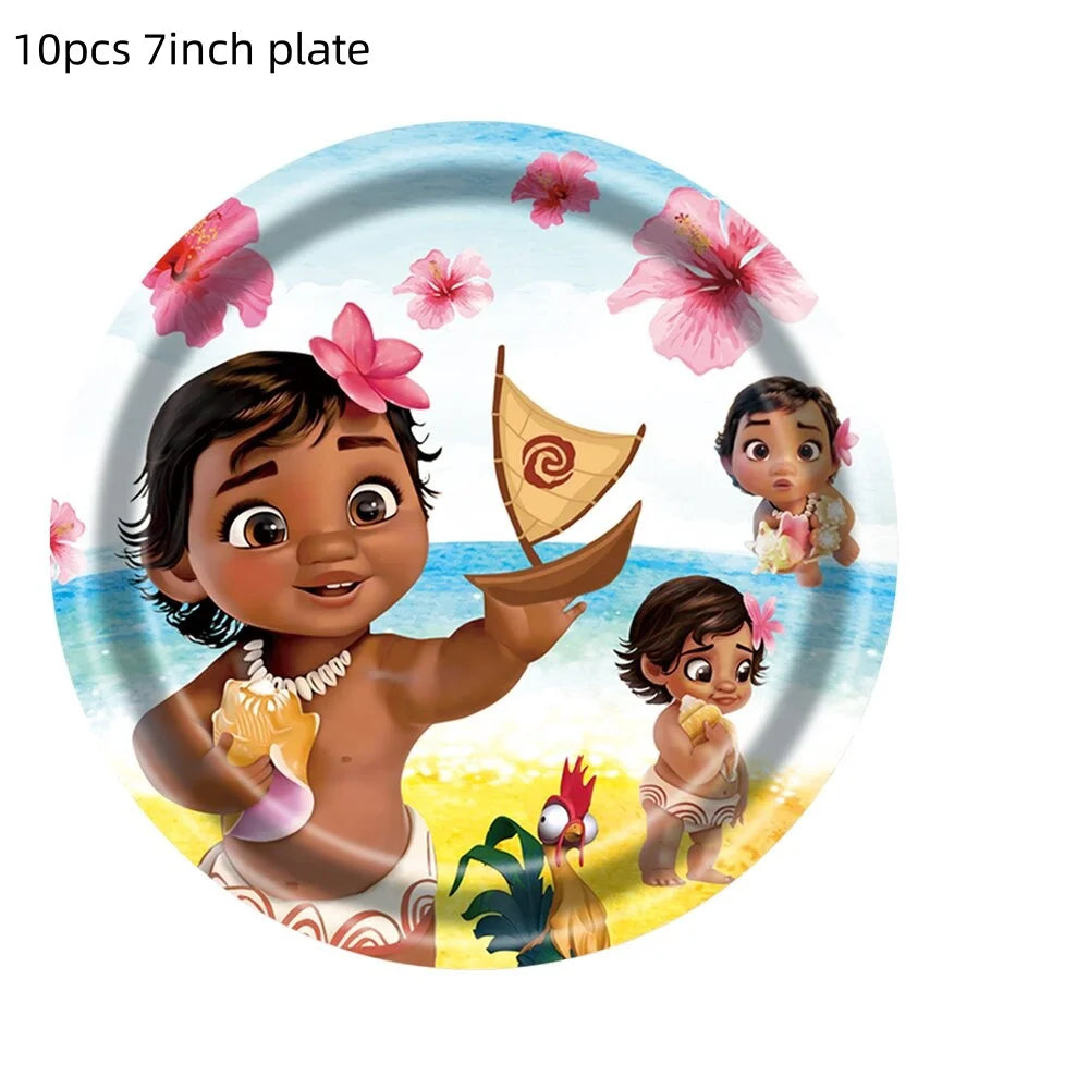 Disney Moana Theme Party Set Vaiana Oceania Birthday Decoration Plates Balloons Cake Toppers Girls Favor
