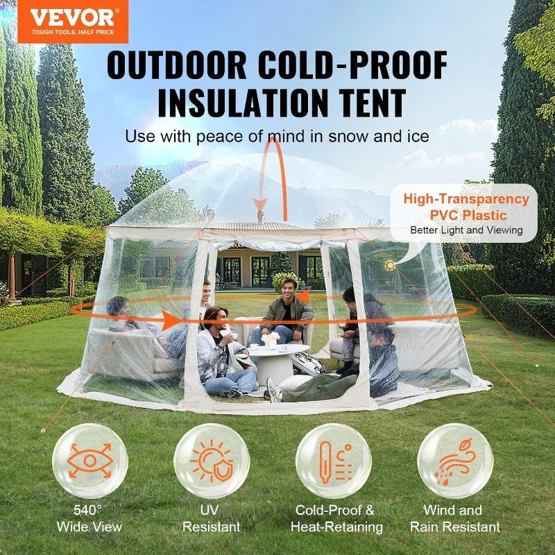 VEVOR Upgraded Pop Up Bubble Tent for 12 to 15 People 15x13.8ft Large Outdoor Sports Tent Weatherproof Clear Tent Shelter