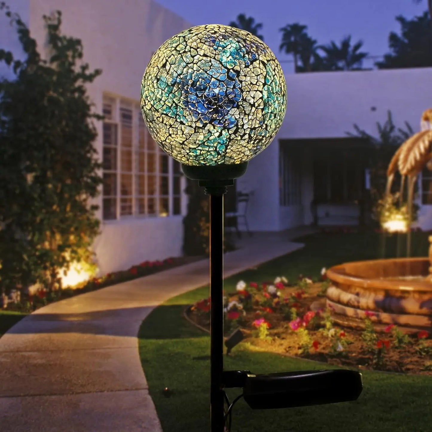 Solar Garden Lights Mosaic LED Stake Lights Waterproof Outdoor Decor for Lawn Patio Yard 1 Pack