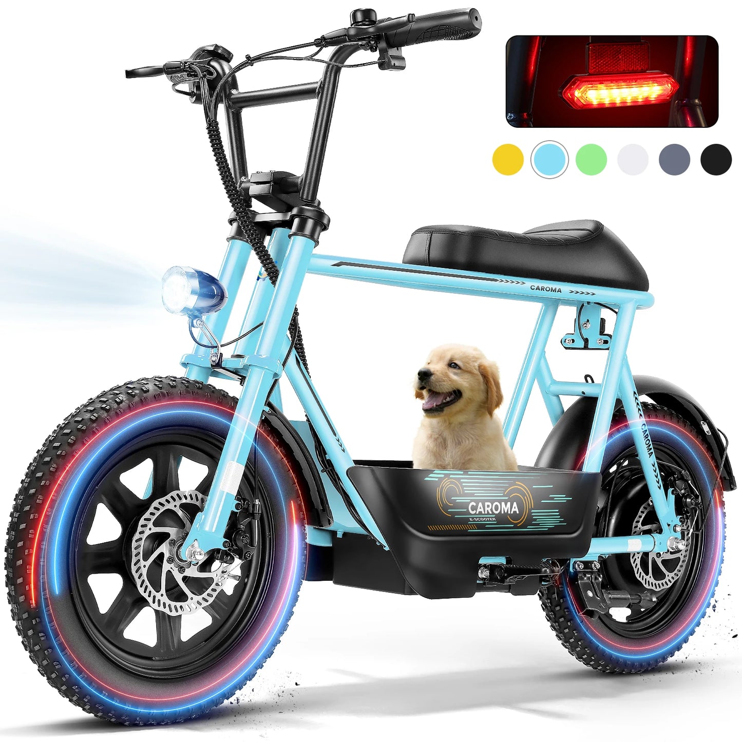 Peak 819W Electric Scooter with Seat for Adults 16 Inch Fat Tire All Terrain Commuter Ebike for Teens with Carry Basket
