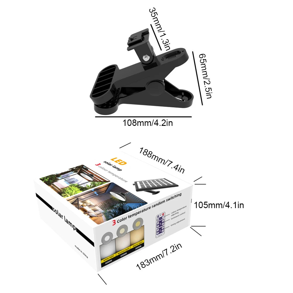 Solar Powered Clip On Umbrella Lamp With Remote Control IP65 Waterproof LED Parasol Lights For Garden Decoration