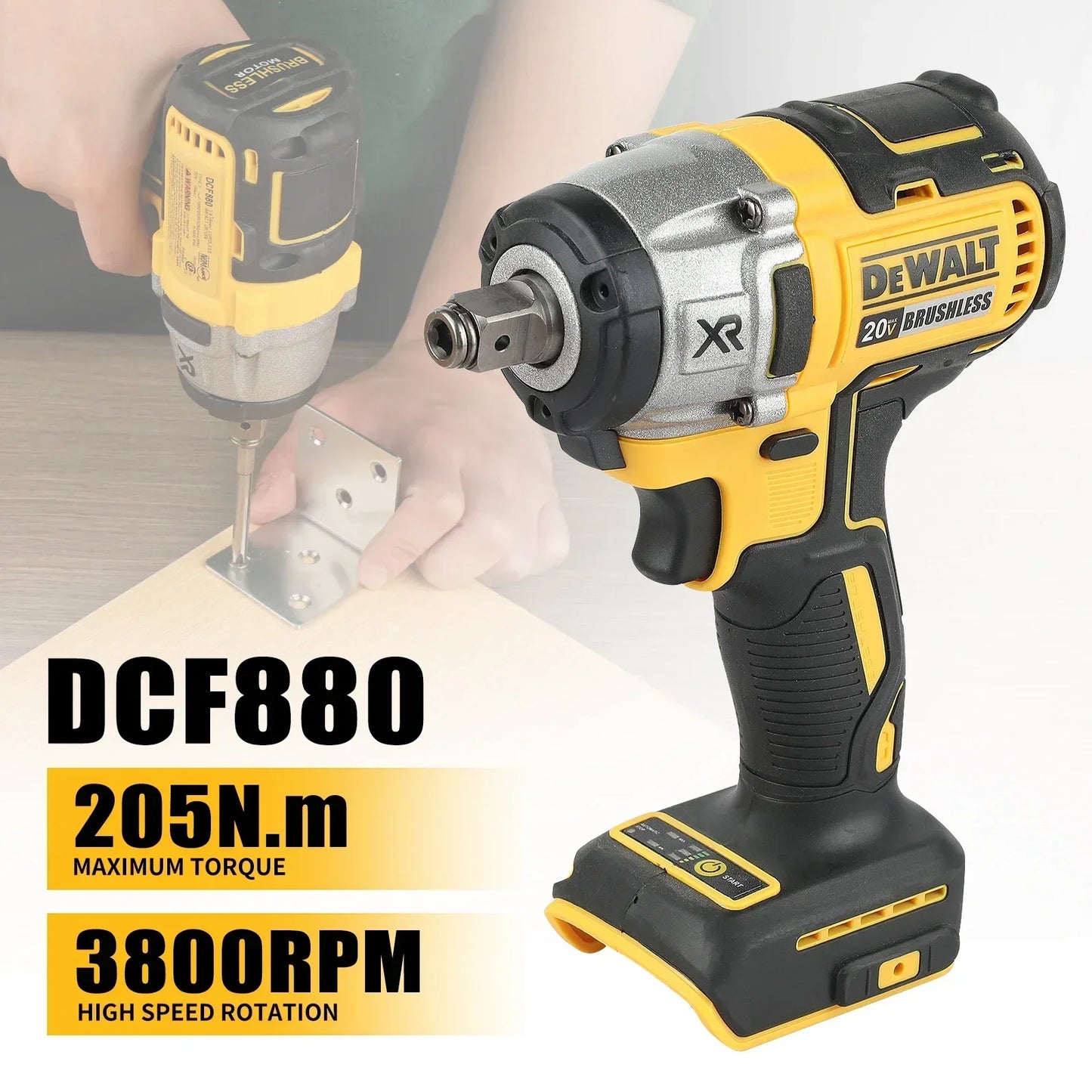 Dewalt DCF880 20V Rechargeable Lithium Battery Electric Wrench Power Tool Cordless Drill 2300RPM