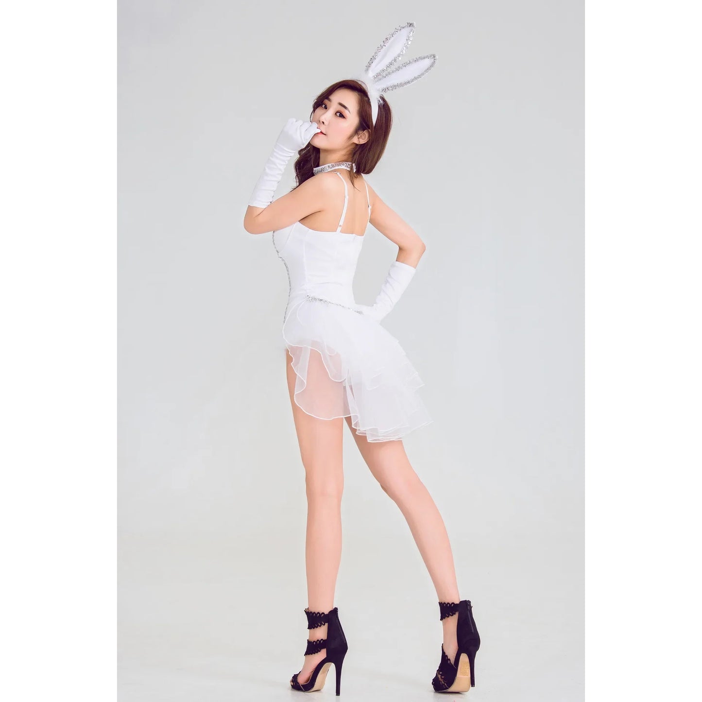 White Bunny Rabbit Girl Costume Suit Tuxedo Stage Cosplay