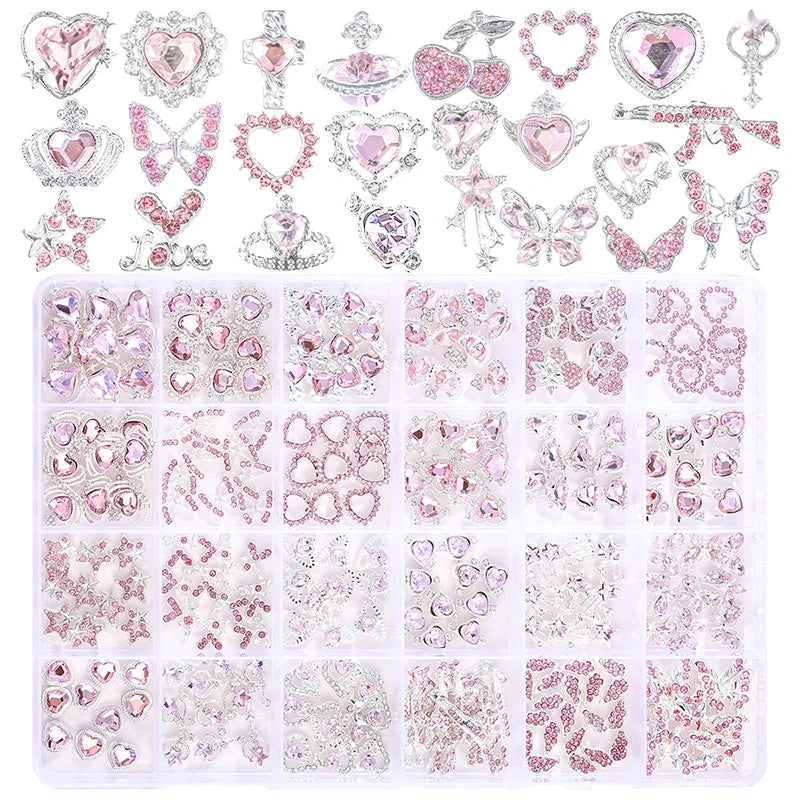 2800pcs Luxury Shiny Diamond Nail Art Rhinestones Crystal Decorations Set AB Glass 1pcs Pick Up Pen In Grids Box 21 Shape
