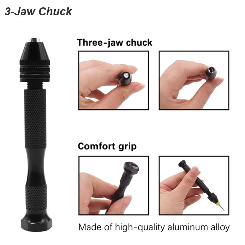 Micro Mini Pin Vise Hand Drill Twist Bit Set For DIY Craft