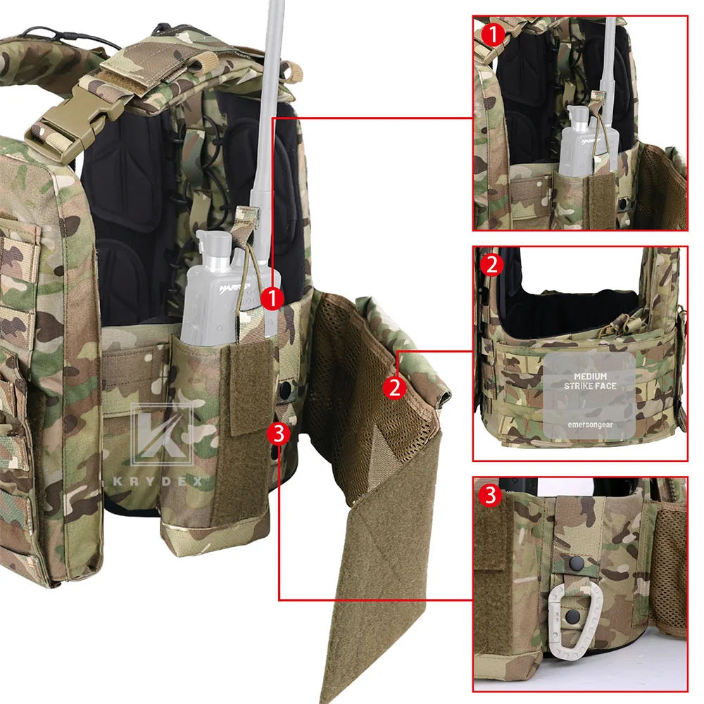KRYDEX CPC Tactical Vest MOLLE Plate Carrier Heavy Duty Body Armor Airsoft Army Paintball Combat Protective Camo Vest