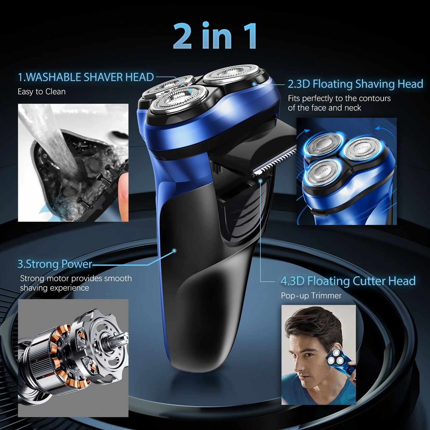 Sejoy Electric Razor for Men Rechargeable Rotary Shaver Portable Travel Beard Trimmer Ideal Gift