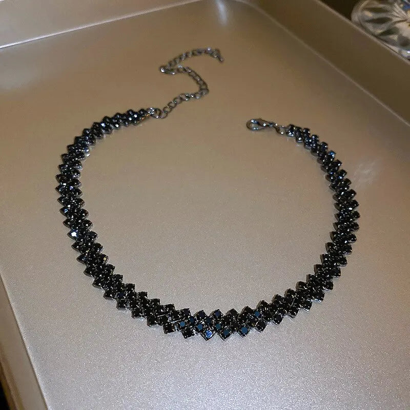 Luxury Shiny Full Rhinestone Choker Necklace for Women Personalized Geometric Crystal Necklace Wedding Jewelry Party Gifts