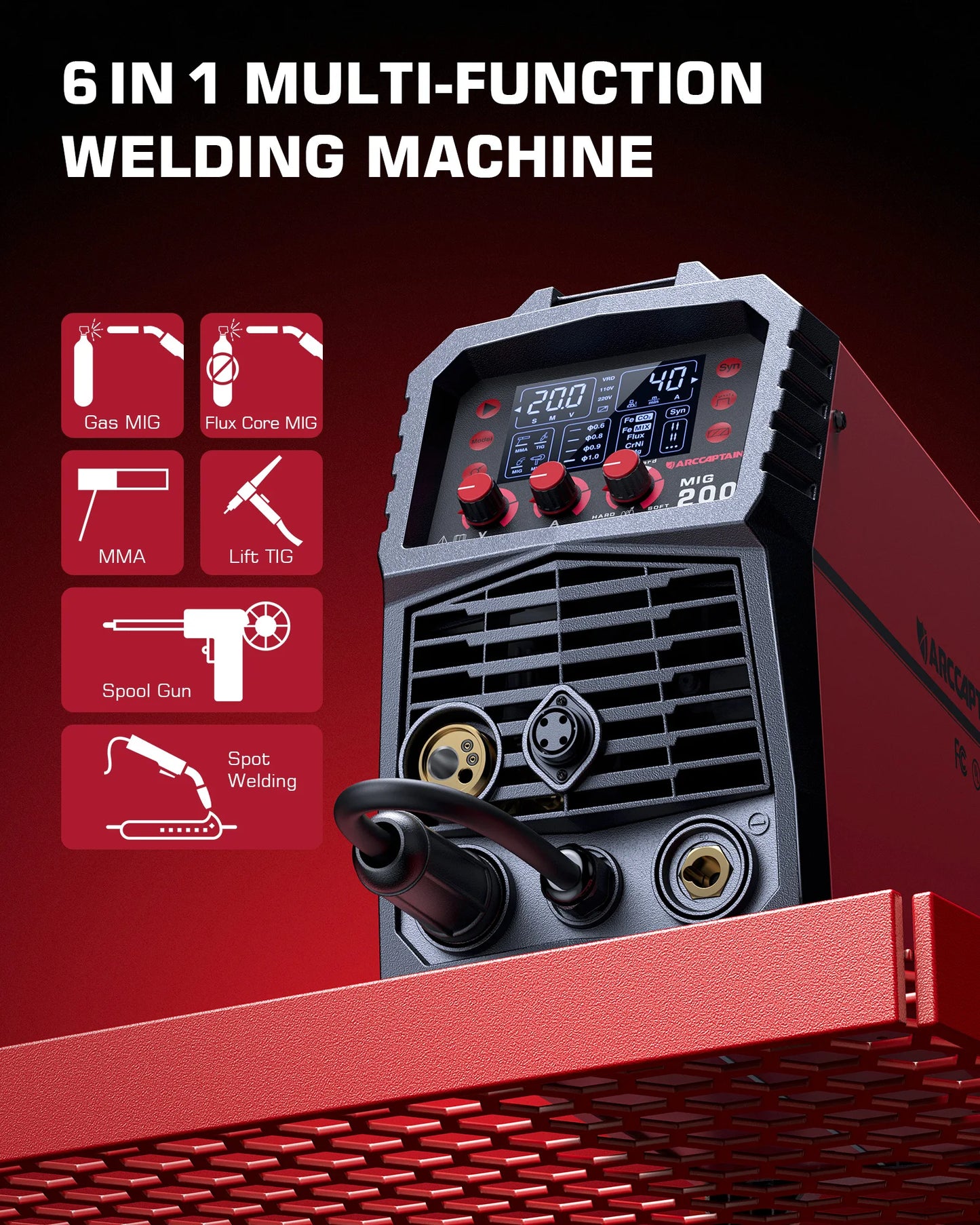 ARCCAPTAIN MIG Welding Welder 6 in 1 110V 220V For Home
