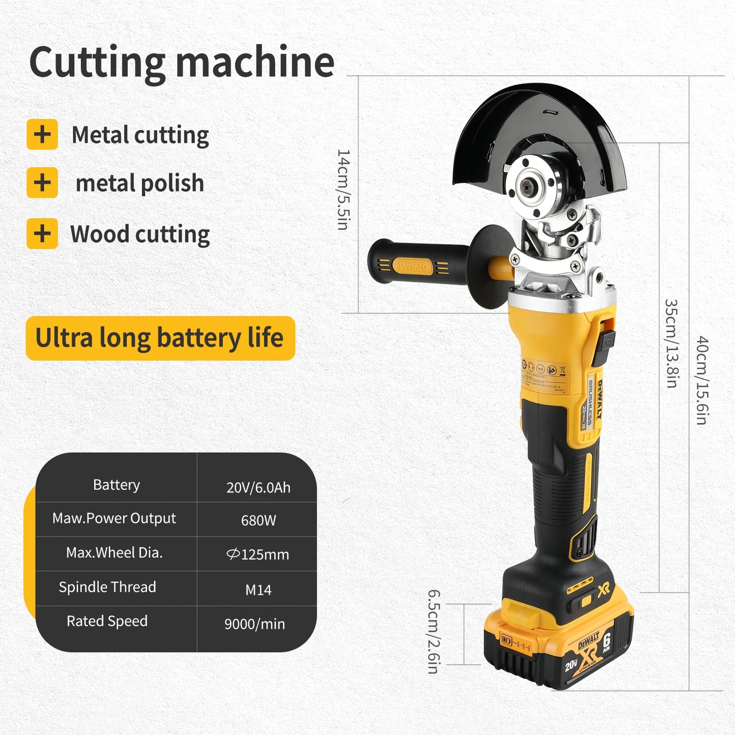 Dewalt DCG405FN 18V Max XR Brushless Cordless Angle Grinder 125mm 8500 RPM Cutting and Polishing Rechargeable Handheld Tool