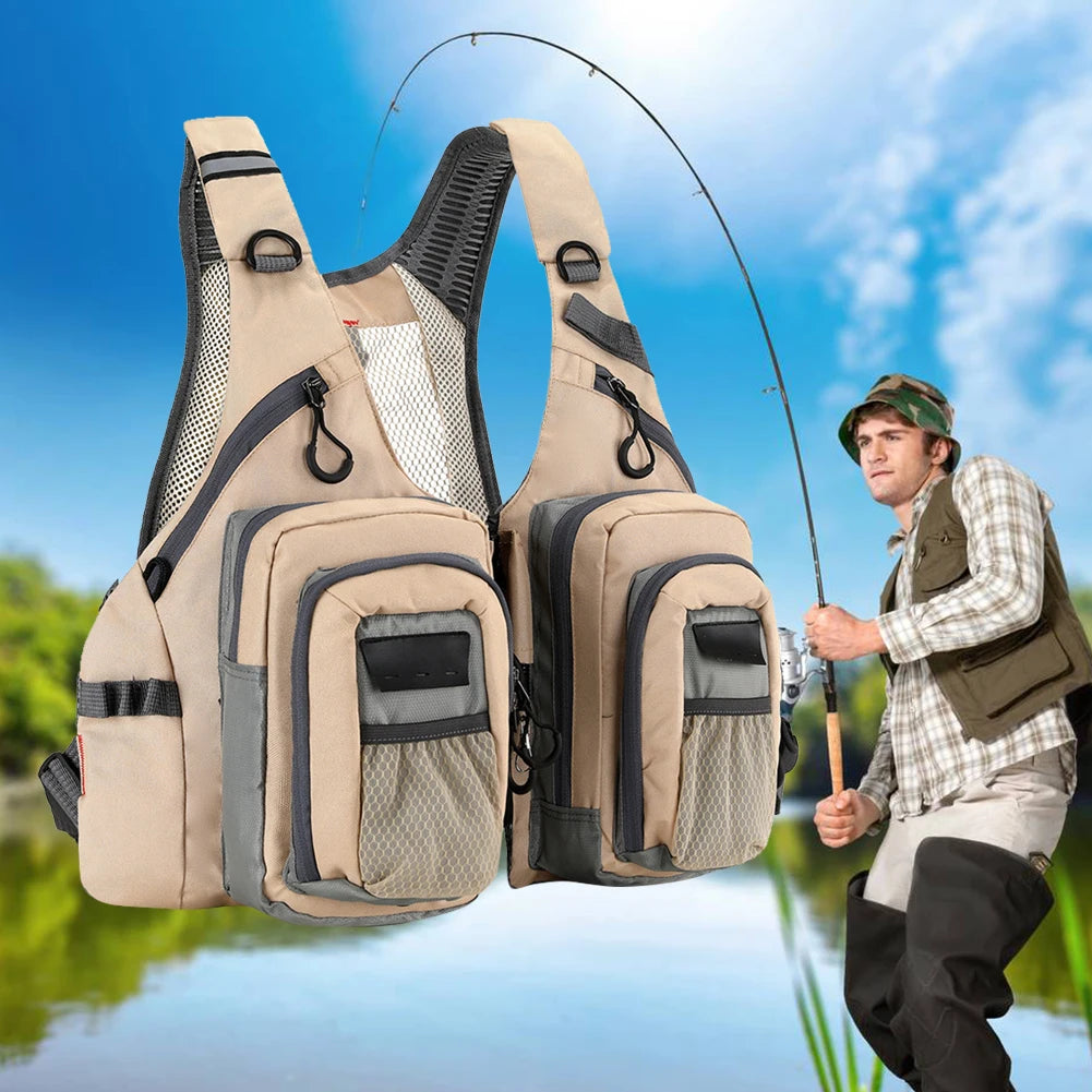 Fishing Vest with 10 Pockets Waterproof Adjustable Breathable Safety Jacket for Men and Women Outdoor Accessories