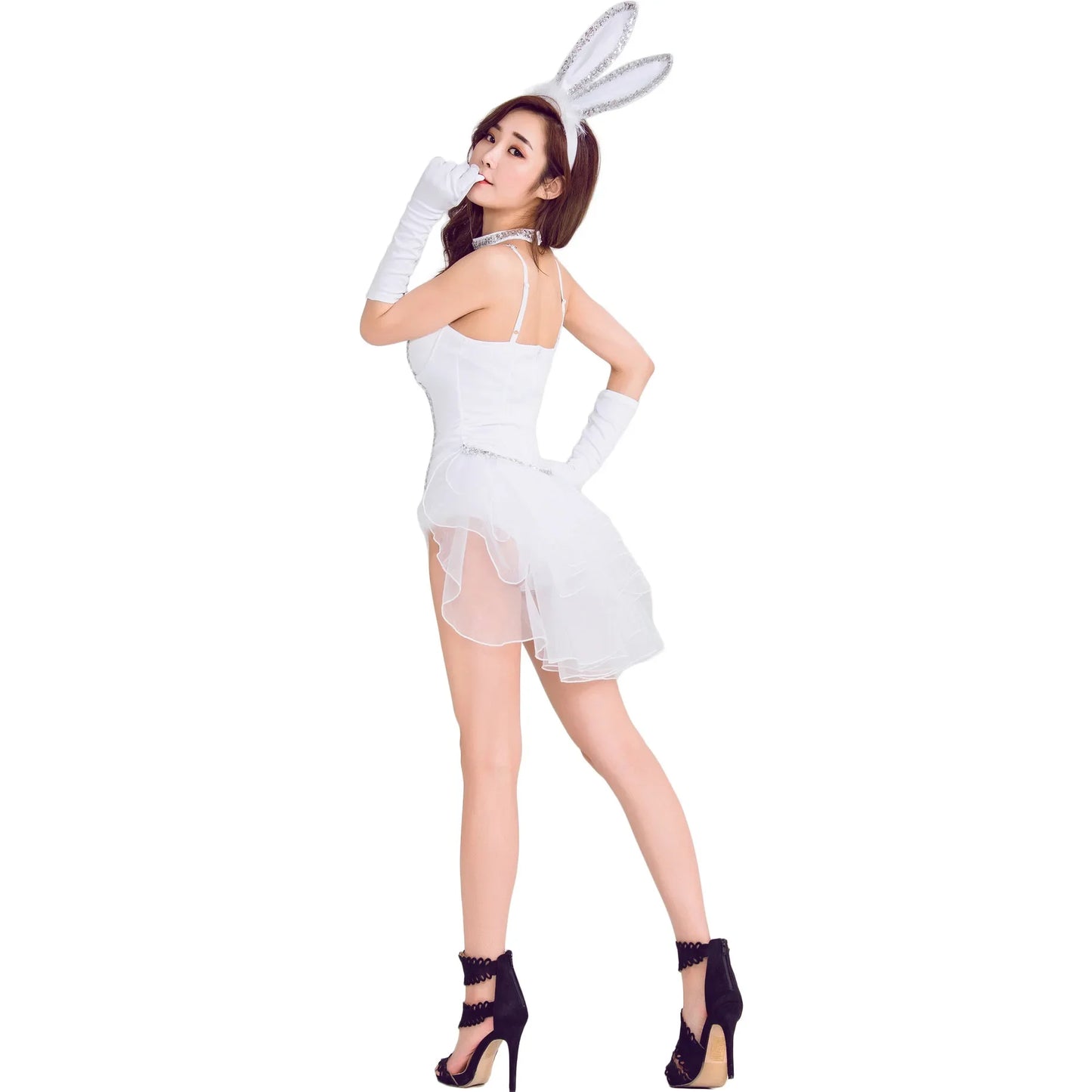 White Bunny Rabbit Girl Costume Suit Tuxedo Stage Cosplay