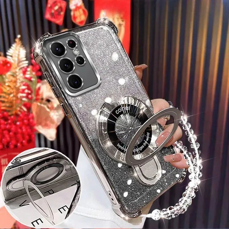For Oppo Reno 13 Reno13 13F Reno 12 12F Case Shockproof Glitter Bracelet Cover
