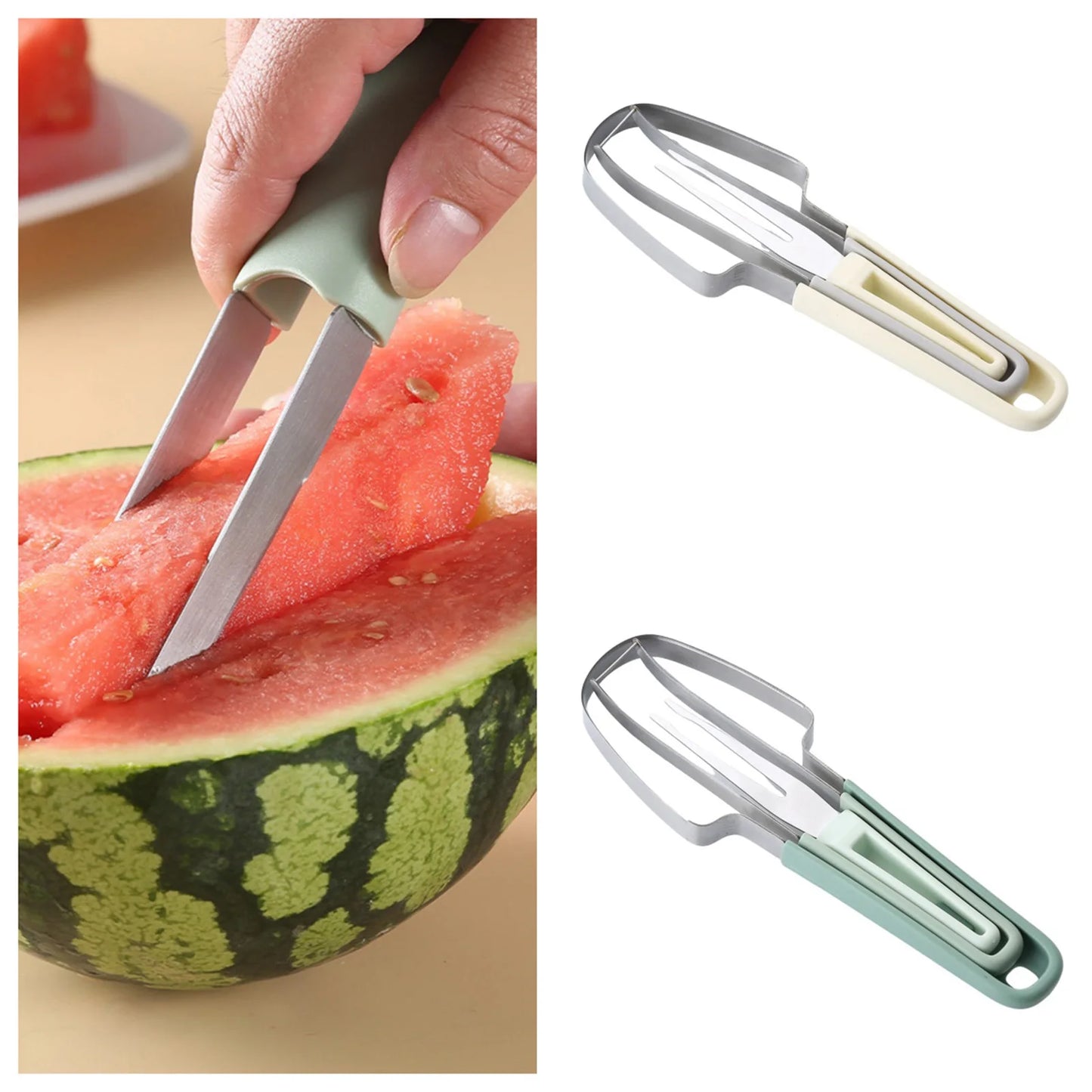 Watermelon Fork Slicer Cutter Stainless Steel Watermelon Popsicle Cutter for Camping Kitchen Gadgets