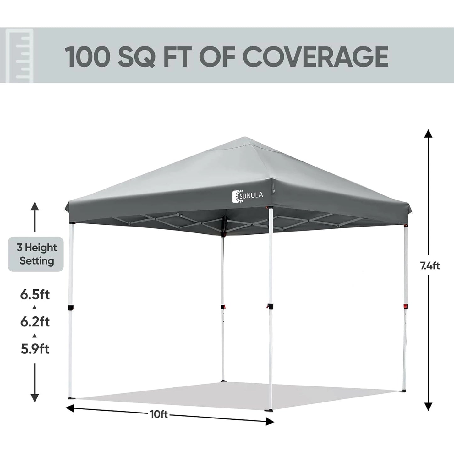 10x10 Pop Up Canopy Tent Instant Gazebo Portable Outdoor Shading Shelter Easy Setup Sunula Beach Tent Gray