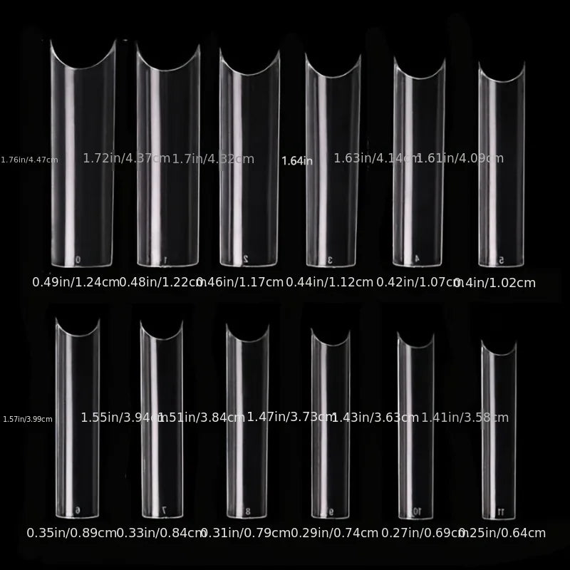 240 Clear Acrylic Nail Tips Half Cover Coffin Shape Artificial Nails Set