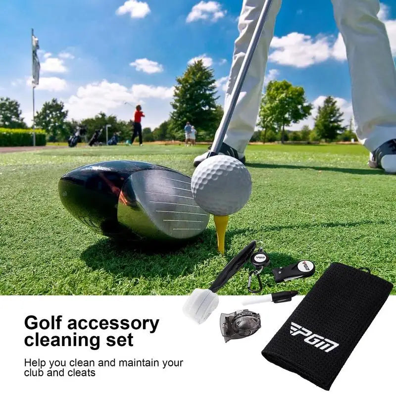 Golf Accessories Set Practical Portable Golfing Set Divot Repair Tool Golf Cleaning Kit Club Cleaning Brush for Men and Women