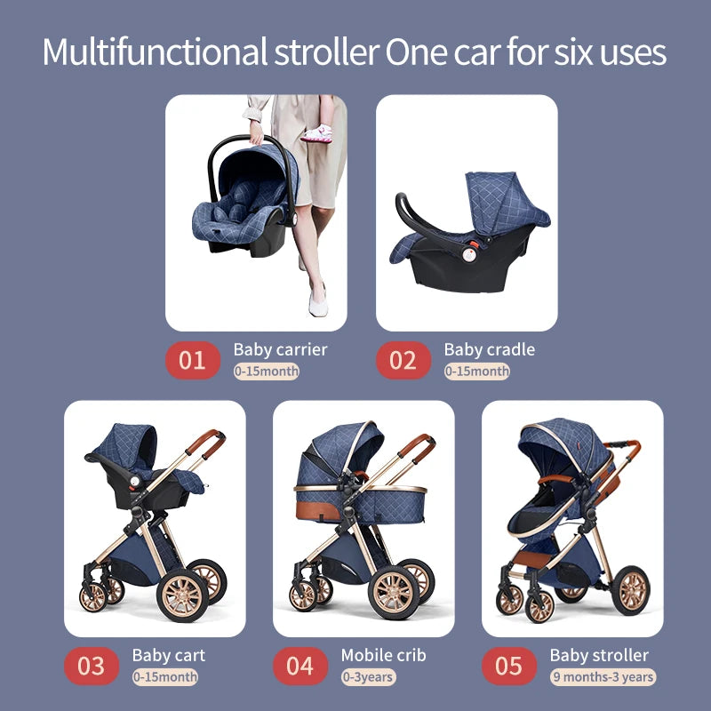 3in1 Baby Stroller Multifunctional Luxury Two-Way Travel Stroller