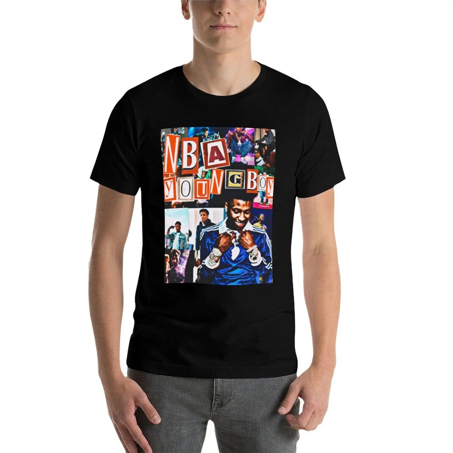 NBA Youngboy Blue Lock T Shirt 100 Percent Cotton Men