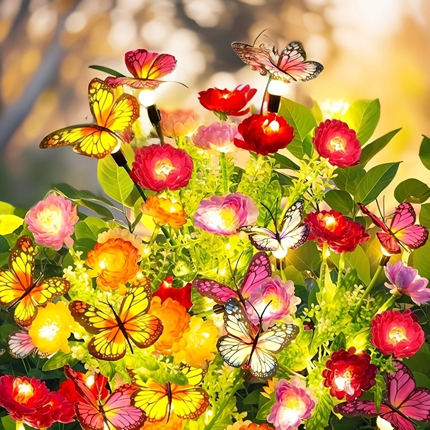 2 4 Pack Solar Garden Lights Butterfly and Snowdrop Flowers Patio Backyard Flower Beds Decor Gift for Mom