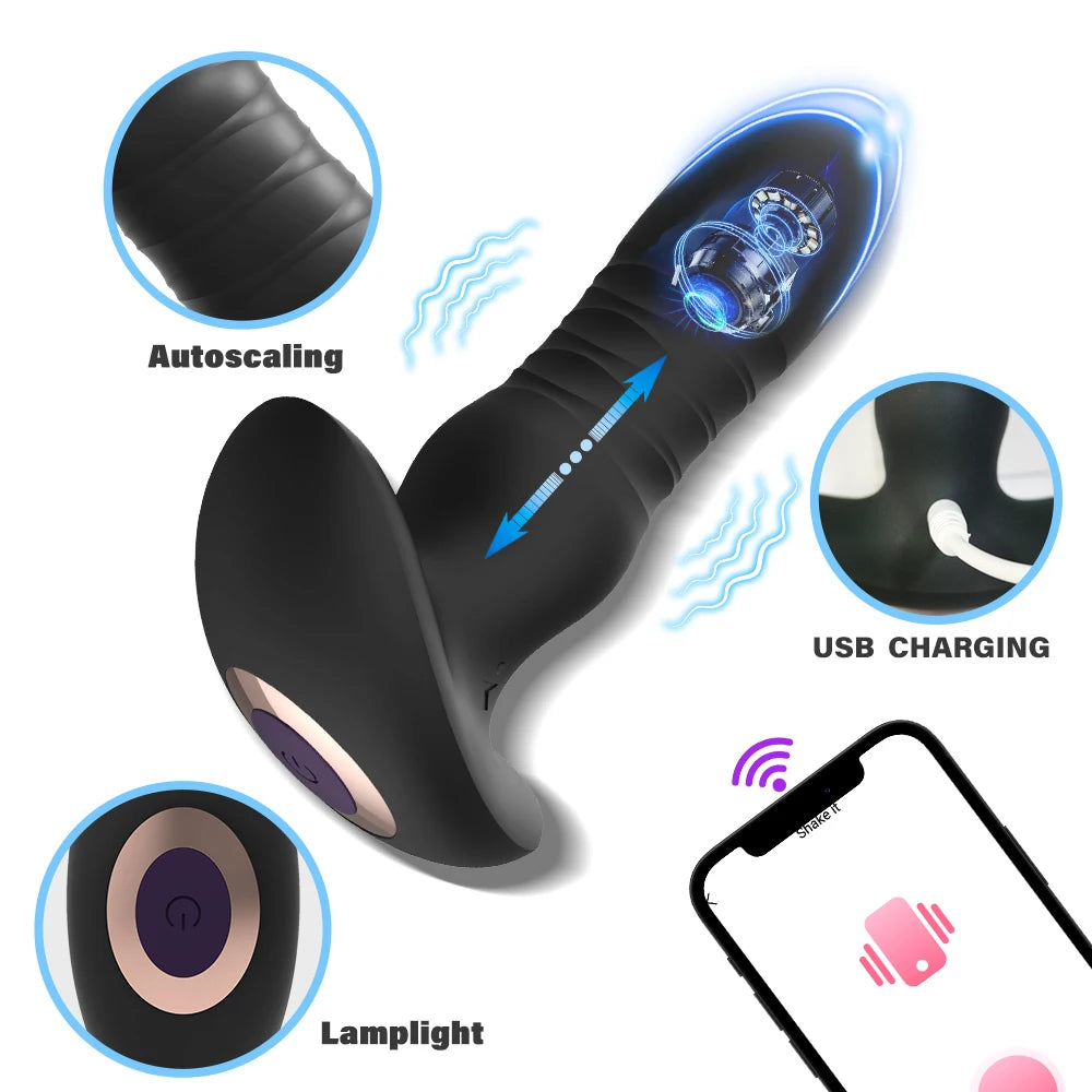 Telescopic Vibrating Anal Butt Plug With App Remote