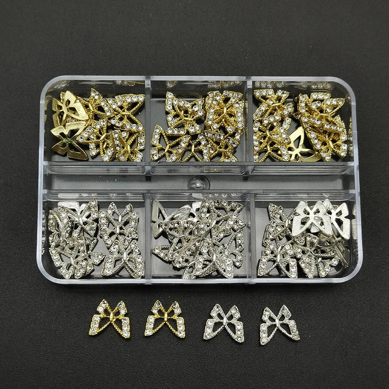 60pcs/Box Nail Rhinestones Cherry/Planet/Heart Nail Charms Jewelry Parts Gems Crystal DIY Nail Art Decorations Accessories Stone